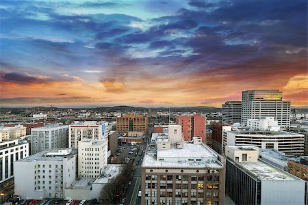 simsearch:400-07424733,k - Sunset Over Portland Oregon Downtown Cityscape with Mt Hood in the Distant Stock Photo - Budget Royalty-Free & Subscription, Code: 400-08097131
