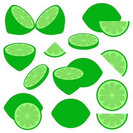 fresh juice and fruits graphics - Green vector lime icons isolated on white background Stock Photo - Budget Royalty-Free & Subscription, Code: 400-08097463