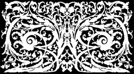 simsearch:400-04400418,k - refined white drawing of a decorative ornament on a black background Stock Photo - Budget Royalty-Free & Subscription, Code: 400-08097763