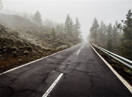 Foggy road to volcano Teide. North slope. Tenerife, Canary Islands. Spain Stock Photo - Budget Royalty-Free & Subscription, Code: 400-08093553