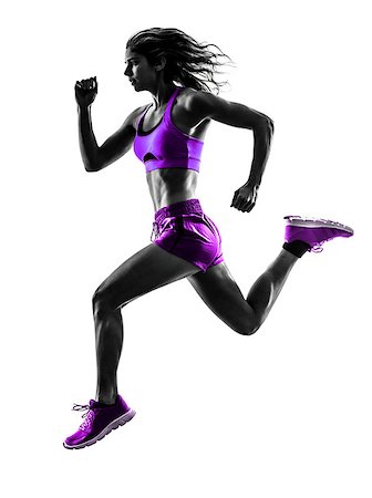 one caucasian woman runner running jogger jogging  in studio silhouette isolated on white background Stock Photo - Budget Royalty-Free & Subscription, Code: 400-08114361