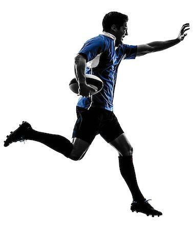 rugby players - one caucasian rugby man player  in studio  silhouette isolated on white background Stock Photo - Budget Royalty-Free & Subscription, Code: 400-08115549