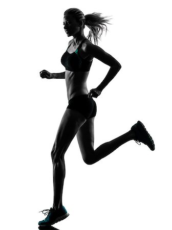 one caucasian woman runner running jogger jogging  in studio silhouette isolated on white background Stock Photo - Budget Royalty-Free & Subscription, Code: 400-08115550