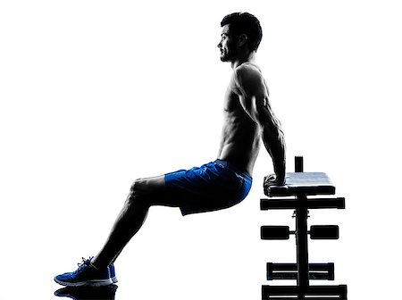simsearch:400-05112689,k - one caucasian man exercising fitness crunches crunches Bench Press exercises in studio silhouette isolated on white background Stock Photo - Budget Royalty-Free & Subscription, Code: 400-08111286