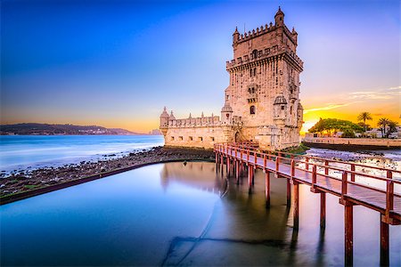 Lisbon, Portugal at Belem Tower on the Tagus River. Stock Photo - Budget Royalty-Free & Subscription, Code: 400-08111890