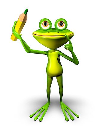 simsearch:400-04912667,k - Illustration Green Frog with a Green Pencil Stock Photo - Budget Royalty-Free & Subscription, Code: 400-08112111