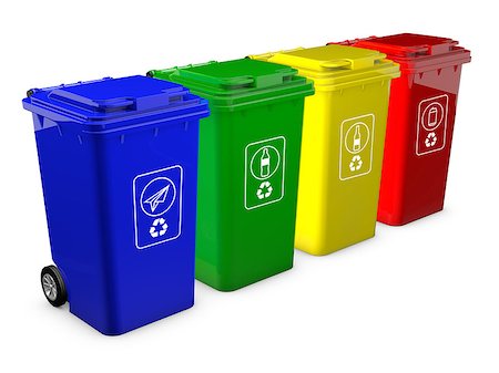 simsearch:400-04407139,k - Colorful recycle bins isolated on white background Stock Photo - Budget Royalty-Free & Subscription, Code: 400-08112342