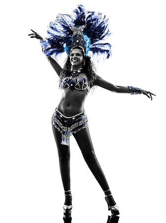 samba - one  woman samba dancer dancing silhouette on white background Stock Photo - Budget Royalty-Free & Subscription, Code: 400-08112604