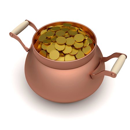 simsearch:400-04365987,k - Gold soins in the bronze pot. Illustration on the white background. Photographie de stock - Aubaine LD & Abonnement, Code: 400-08112617