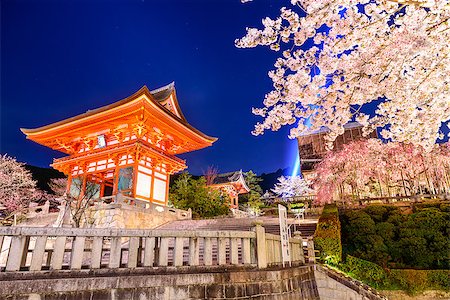 simsearch:400-06640469,k - Kyoto, Japan at the Kiyomizu-dera Shrine entrance gate during the fall season at night. Stock Photo - Budget Royalty-Free & Subscription, Code: 400-08113004