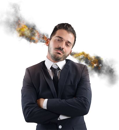 simsearch:400-04902701,k - Businessman stressed out with ears in smoke Stock Photo - Budget Royalty-Free & Subscription, Code: 400-08113195