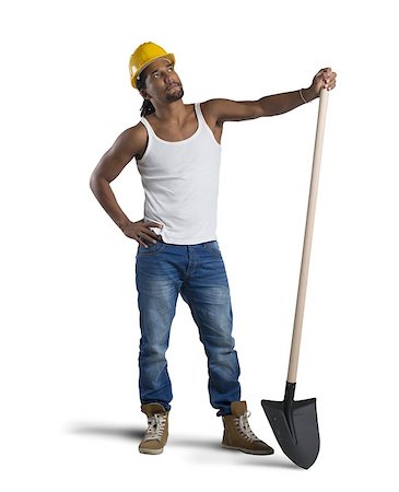 Sexy construction worker with hat and shovel Stock Photo - Budget Royalty-Free & Subscription, Code: 400-08113197