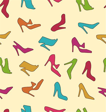 simsearch:400-04450069,k - Illustration Seamless Texture with Colorful Women Footwear - Vector Stock Photo - Budget Royalty-Free & Subscription, Code: 400-08113367