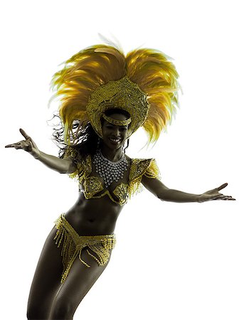 samba - one african woman samba dancer dancing silhouette on white background Stock Photo - Budget Royalty-Free & Subscription, Code: 400-08113503