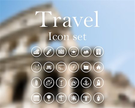 simsearch:400-07114343,k - Travel icon set. EPS 10 vector illustration with mesh and without transparency. Stock Photo - Budget Royalty-Free & Subscription, Code: 400-08134728