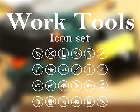 Work tools icon set. EPS 10 vector illustration with mesh and without transparency. Stock Photo - Budget Royalty-Free & Subscription, Code: 400-08134729