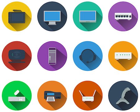 simsearch:400-04729472,k - Set of computer icons in flat design. EPS 10 vector illustration with transparency. Stock Photo - Budget Royalty-Free & Subscription, Code: 400-08134857