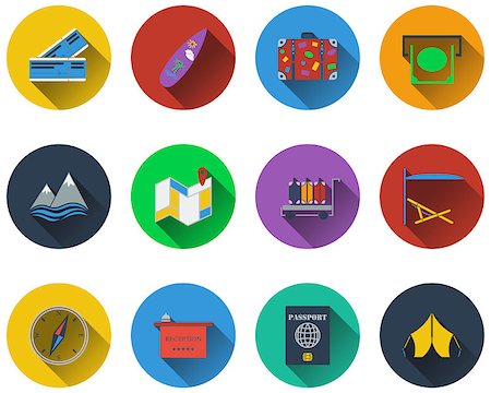 shadow plane - Set of travel icons in flat design. EPS 10 vector illustration with transparency. Stock Photo - Budget Royalty-Free & Subscription, Code: 400-08135051