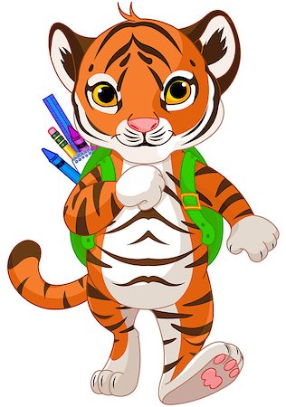 Illustration of little tiger goes to school Stock Photo - Budget Royalty-Free & Subscription, Code: 400-08137669