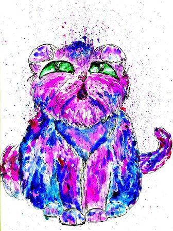 Grunge sketch of a cute Persian cat, abstract illustration. Stock Photo - Budget Royalty-Free & Subscription, Code: 400-08137868
