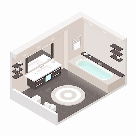 Bathroom isometric detailed set vector graphic illustration Stock Photo - Budget Royalty-Free & Subscription, Code: 400-08138054