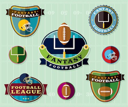 football ball american - A set of American Fantasy Football emblems and badges illustration. Vector EPS 10 available. EPS file is layered. Stock Photo - Budget Royalty-Free & Subscription, Code: 400-08138226