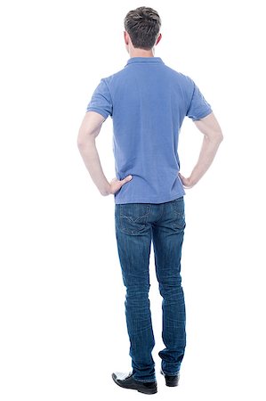 Rear view, full length shot of a young man looks ahead Stock Photo - Budget Royalty-Free & Subscription, Code: 400-08131027
