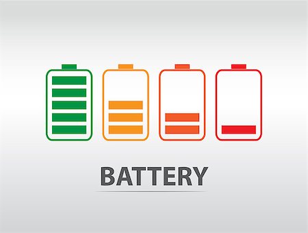 Simple battery icon with colorful charge level. Stock Photo - Budget Royalty-Free & Subscription, Code: 400-08132325