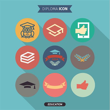 Icons Set of education in Flat Style, logo, vector illustration Stock Photo - Budget Royalty-Free & Subscription, Code: 400-08132408
