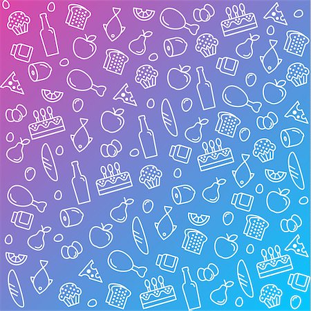 pattern icons line, outline food and products in flat style vector Stock Photo - Budget Royalty-Free & Subscription, Code: 400-08132411