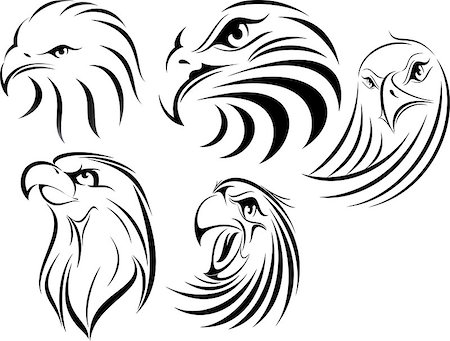 simsearch:400-04083265,k - illustration vector for great Eagle Faces Silhouette Stock Photo - Budget Royalty-Free & Subscription, Code: 400-08132515
