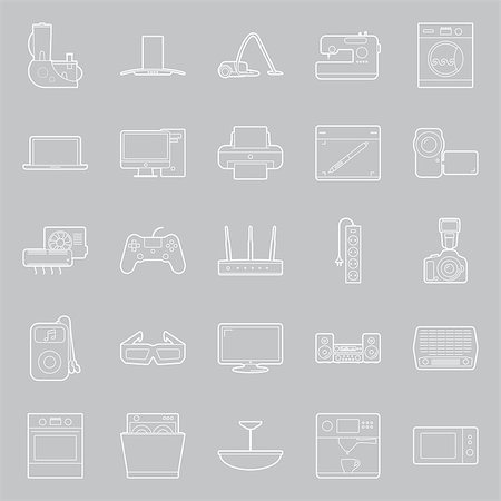 simsearch:400-04790475,k - Home electrical appliances thin lines icon set vector graphic illustration Stock Photo - Budget Royalty-Free & Subscription, Code: 400-08133099