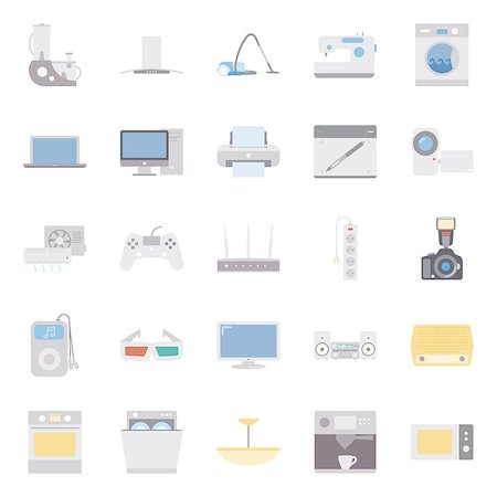 simsearch:400-04790475,k - Home electrical appliances color flat icon set vector graphic illustration Stock Photo - Budget Royalty-Free & Subscription, Code: 400-08133145