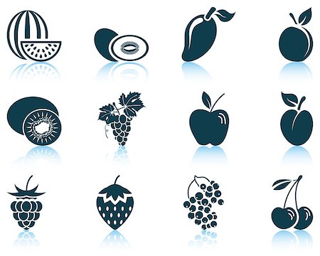 Set of fruit icon. EPS 10 vector illustration without transparency. Photographie de stock - Aubaine LD & Abonnement, Code: 400-08133238