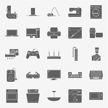 simsearch:400-04790475,k - Home electrical appliances silhouettes icon set vector graphic illustration Stock Photo - Budget Royalty-Free & Subscription, Code: 400-08133641