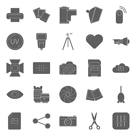 rawfile - Photo equipment end editing silhouettes icons set  vector graphic illustration design Stock Photo - Budget Royalty-Free & Subscription, Code: 400-08133651