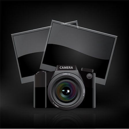 Digital camera lens vector illustration on black background. Stock Photo - Budget Royalty-Free & Subscription, Code: 400-08133879