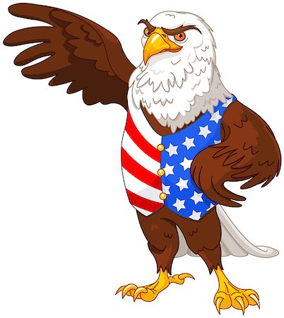 staring eagle - Illustration of proud American eagle wearing American flag vest Stock Photo - Budget Royalty-Free & Subscription, Code: 400-08133938