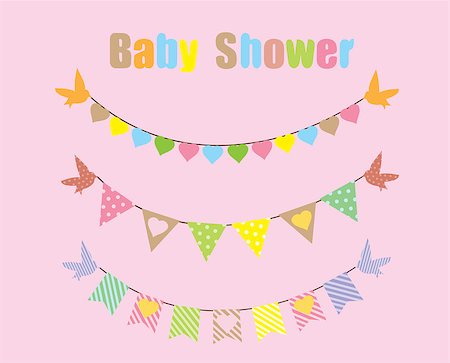 simsearch:400-06628533,k - vector bunting baby shower card with birds Stock Photo - Budget Royalty-Free & Subscription, Code: 400-08154976