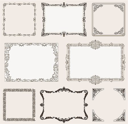 simsearch:400-07103208,k - Vector set. Ornate frames and vintage scroll elements for design Stock Photo - Budget Royalty-Free & Subscription, Code: 400-08155556