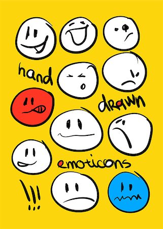 Set of hand drawn emoticons vector illustration Stock Photo - Budget Royalty-Free & Subscription, Code: 400-08156292