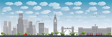 London skyline with skyscrapers and clouds Vector illustration Stock Photo - Budget Royalty-Free & Subscription, Code: 400-08157717