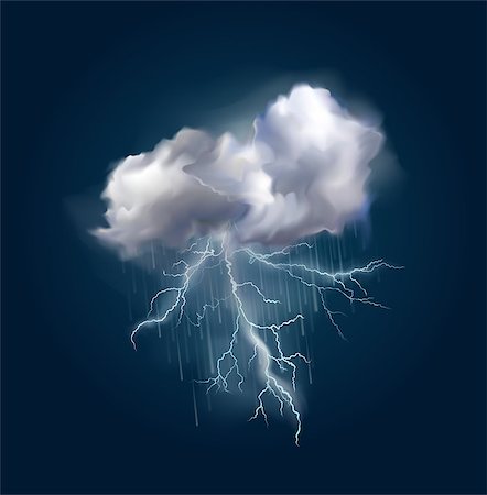 Very realistic vector cloud and lightnings, possible to change the size. Stock Photo - Budget Royalty-Free & Subscription, Code: 400-08158519