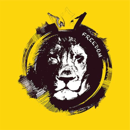 simsearch:400-04171805,k - Lion head on yellow background. Hand drawn. vector illustration. Stock Photo - Budget Royalty-Free & Subscription, Code: 400-08159174