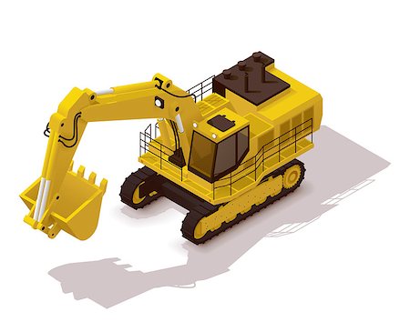 Isometric icon representing heavy yellow excavator Stock Photo - Budget Royalty-Free & Subscription, Code: 400-08159777