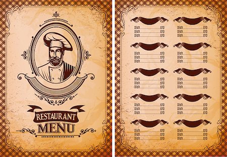 simsearch:400-05326021,k - template for a restaurant menu in retro style with chef Stock Photo - Budget Royalty-Free & Subscription, Code: 400-08159893