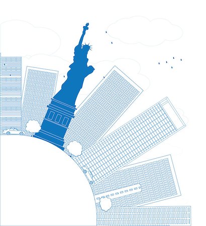 simsearch:400-04671558,k - Outline New York city skyline with copy space. Vector illustration Foto de stock - Super Valor sin royalties y Suscripción, Código: 400-08159950