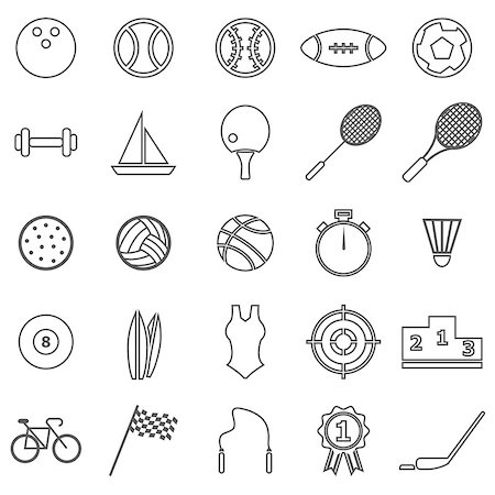 Sport  line icons on white background, stock vector Stock Photo - Budget Royalty-Free & Subscription, Code: 400-08159963