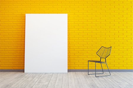 simsearch:400-04907463,k - yellow room with blank picture and chair Stock Photo - Budget Royalty-Free & Subscription, Code: 400-08152434