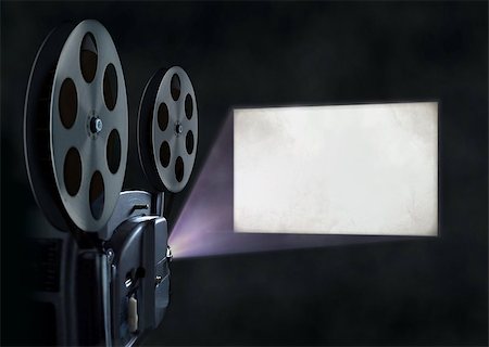 Movie projector and blank screen Stock Photo - Budget Royalty-Free & Subscription, Code: 400-08153872